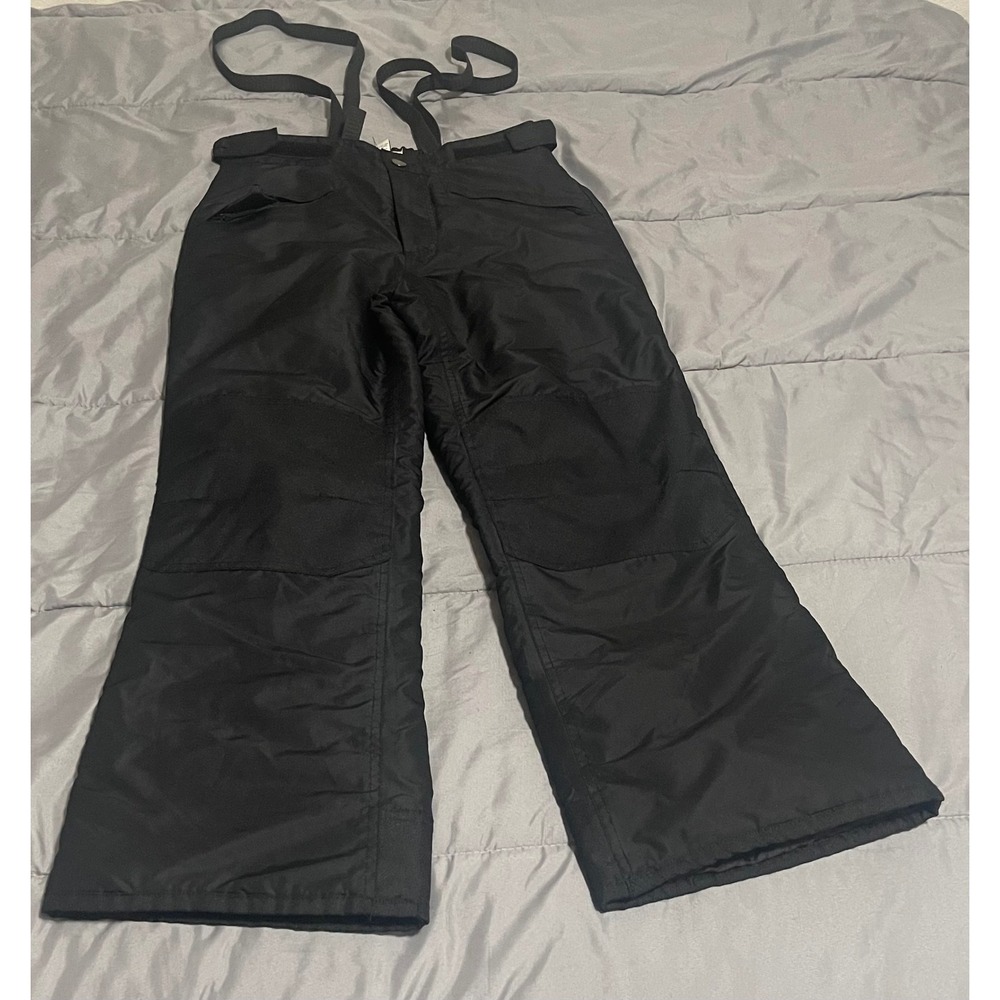 Cherokee Black Ski Snow Pants Bib Overalls‎ Kids L 10 12 Insulated Waterproof